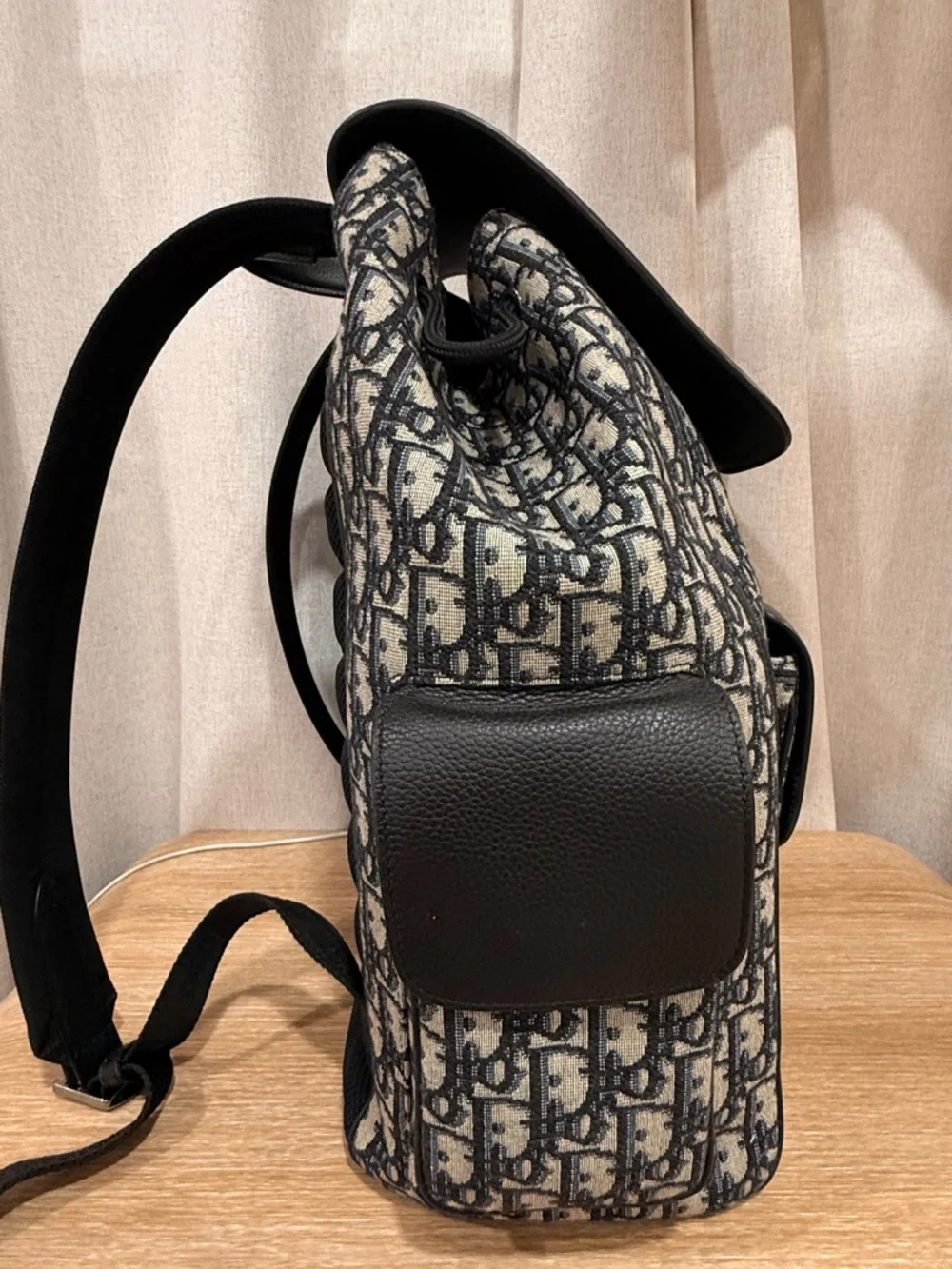 Dior Black and Beige Oblique Canvas Backpack - Picture 3 of 6